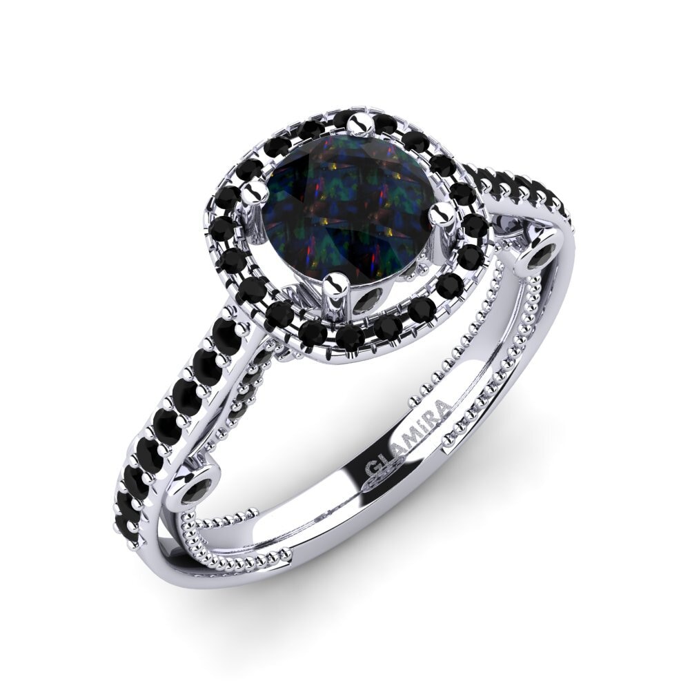 Black Opal Engagement Ring Macarisa