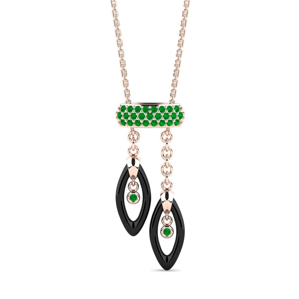 9ct Rose Gold Emerald Women's Necklace Macbeth