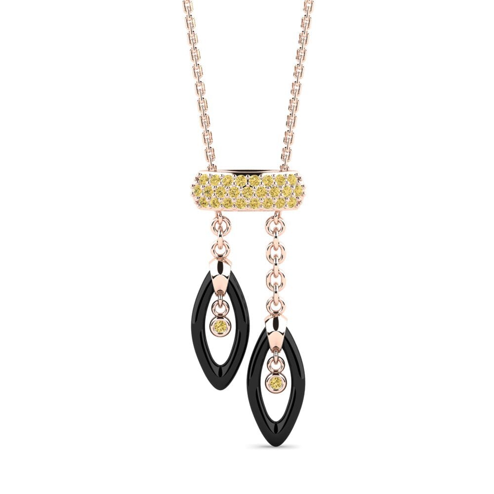 9ct Rose Gold Yellow Diamond Women's Necklace Macbeth