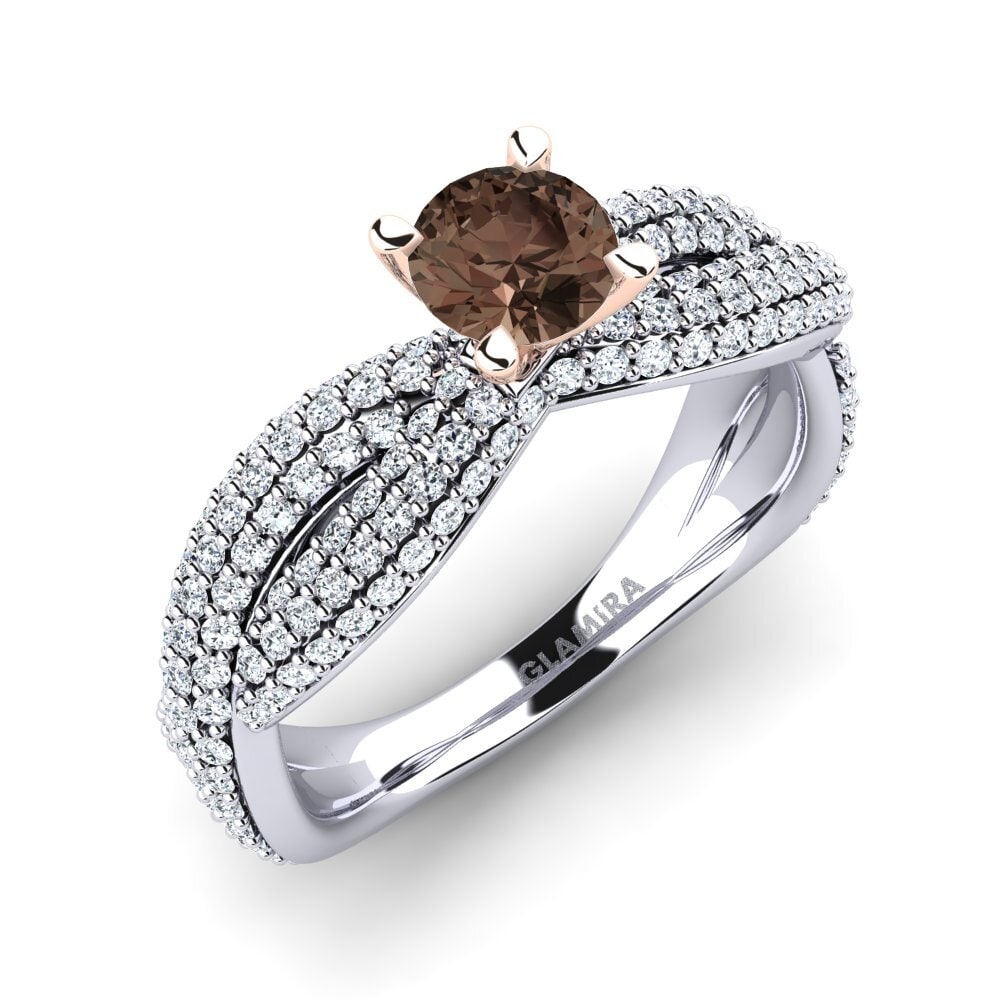 9ct White & Rose Gold Smoky Quartz Engagement Ring Mackenzie