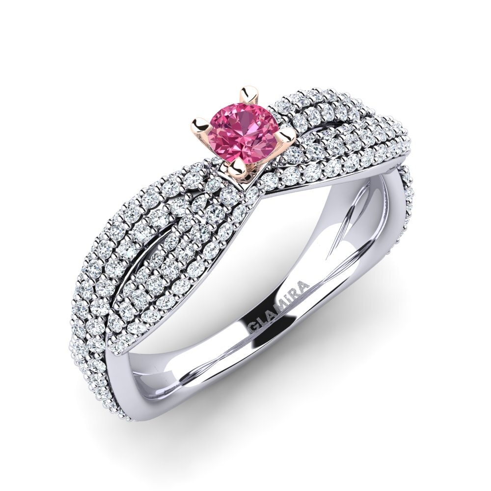 14ct White & Rose Gold Pink Tourmaline Engagement Ring Mackenzie 0.16 crt