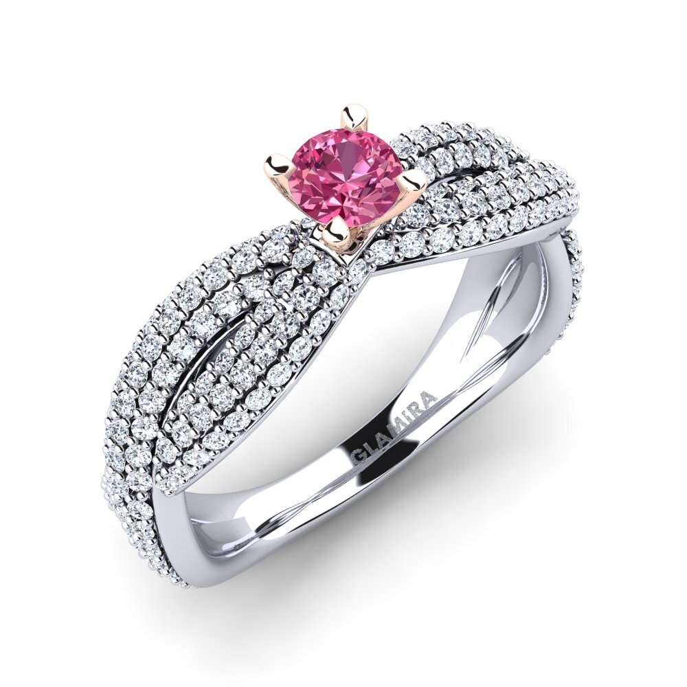 14ct White & Rose Gold Pink Tourmaline Engagement Ring Mackenzie 0.25 crt