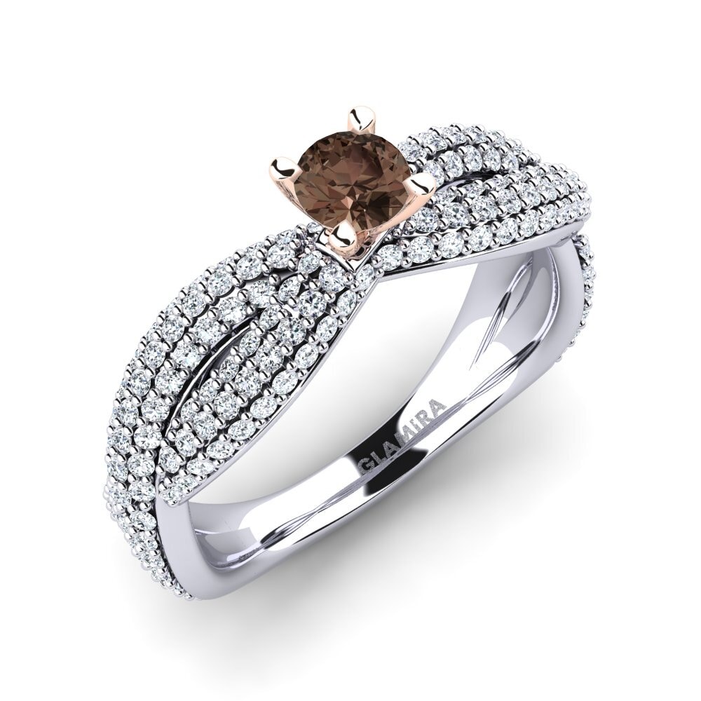 9ct White & Rose Gold Smoky Quartz Engagement Ring Mackenzie 0.25 crt