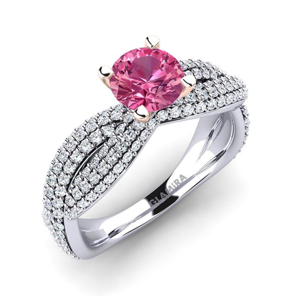 14ct White & Rose Gold Pink Tourmaline Engagement Ring Mackenzie 0.8 crt