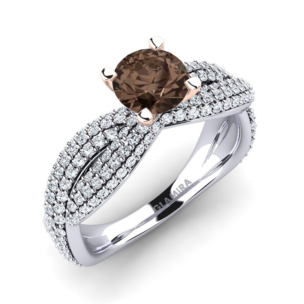 9ct White & Rose Gold Smoky Quartz Engagement Ring Mackenzie 0.8 crt