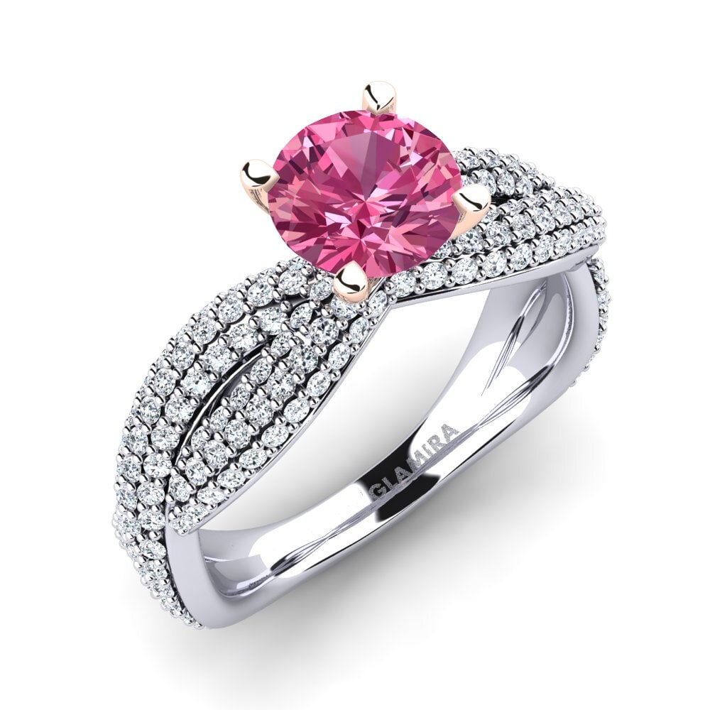 14ct White & Rose Gold Pink Tourmaline Engagement Ring Mackenzie 1.0 crt