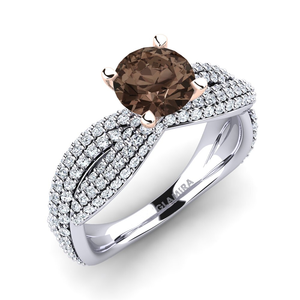 9ct White & Rose Gold Smoky Quartz Engagement Ring Mackenzie 1.0 crt
