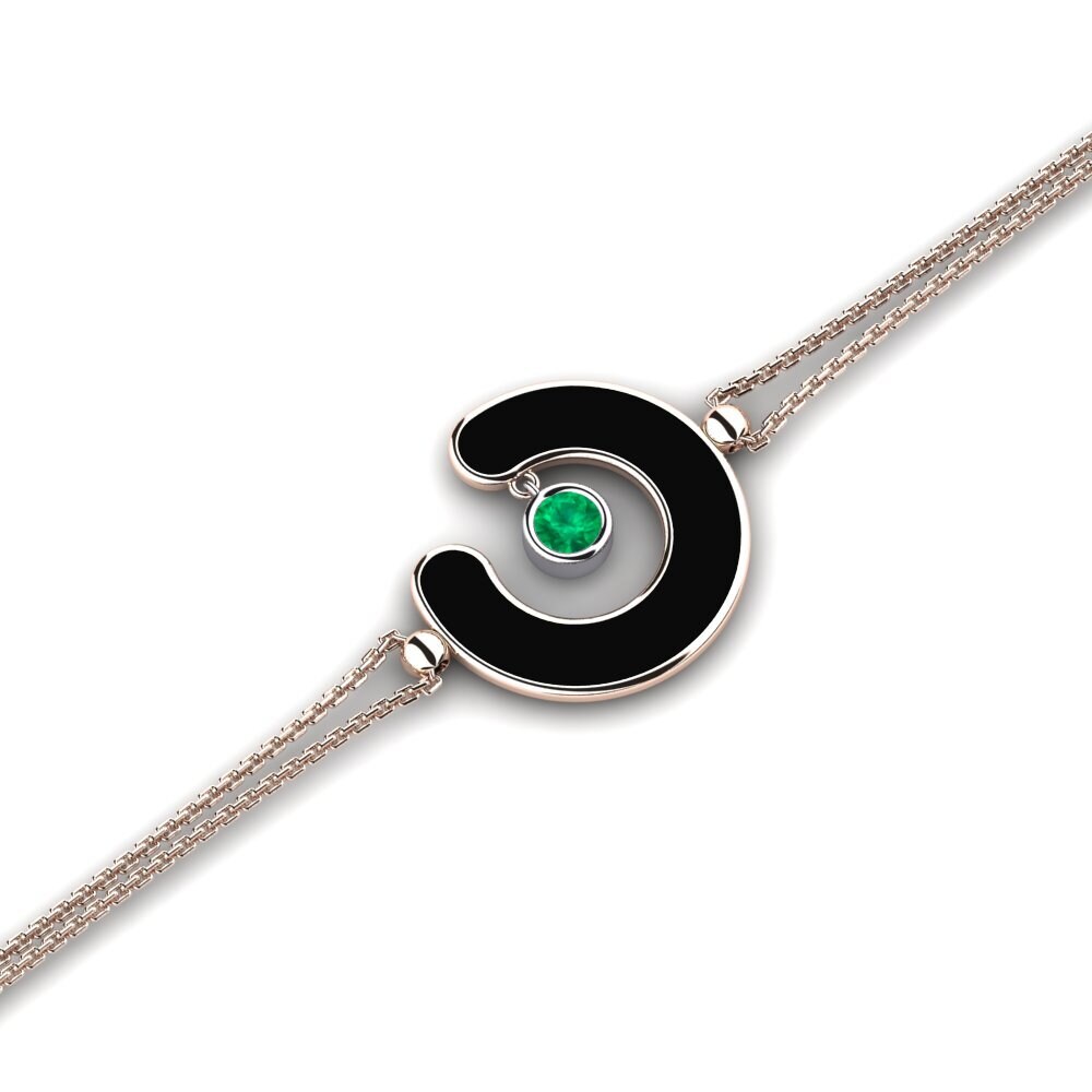 9ct Rose & White Gold Emerald Women's Bracelet Macoma