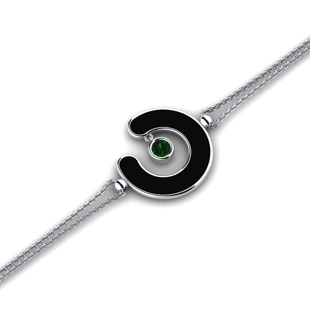 925 Prata de lei Turmalina Verde Pulseira Feminino Macoma