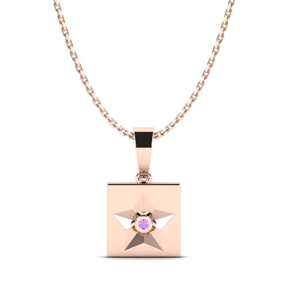 14ct Rose Gold Amethyst Women's Pendant Maculatus Mother