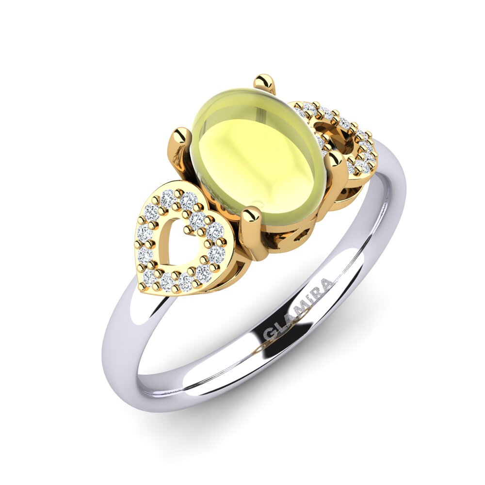 Or Blanc & Jaune 14k Topaze Citron Cabochon Bague Maddalen