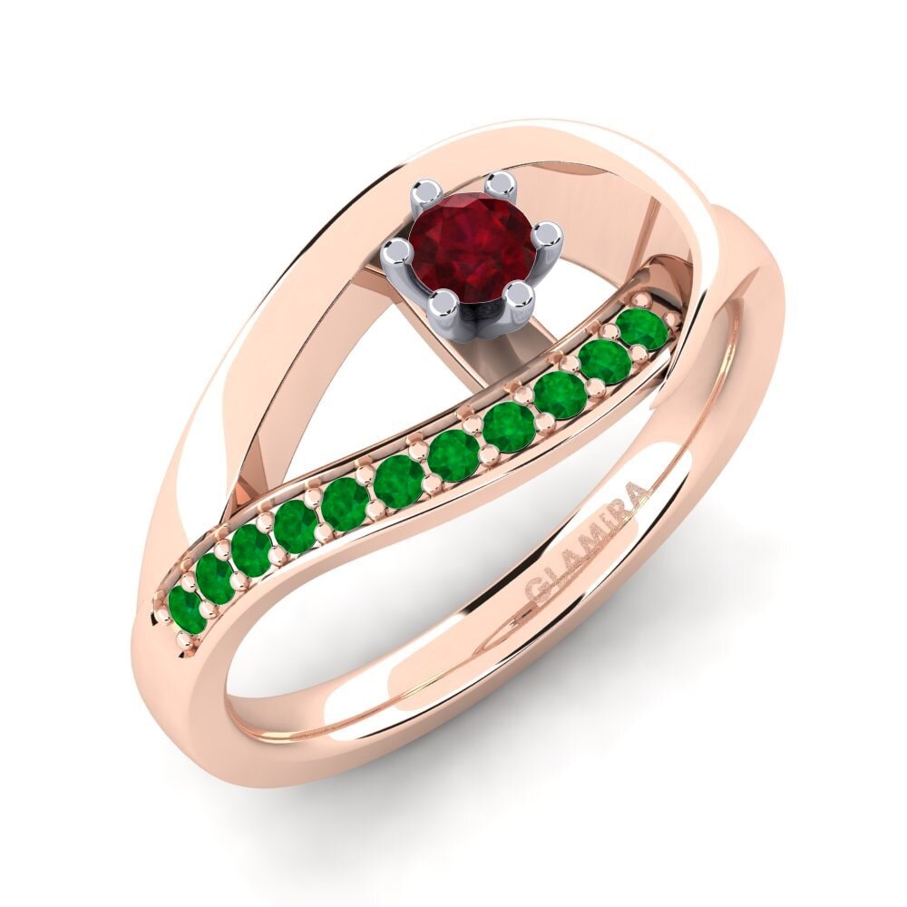 14K Rood & Wit Goud Robijn Verlovingsring Madely 0.1 crt