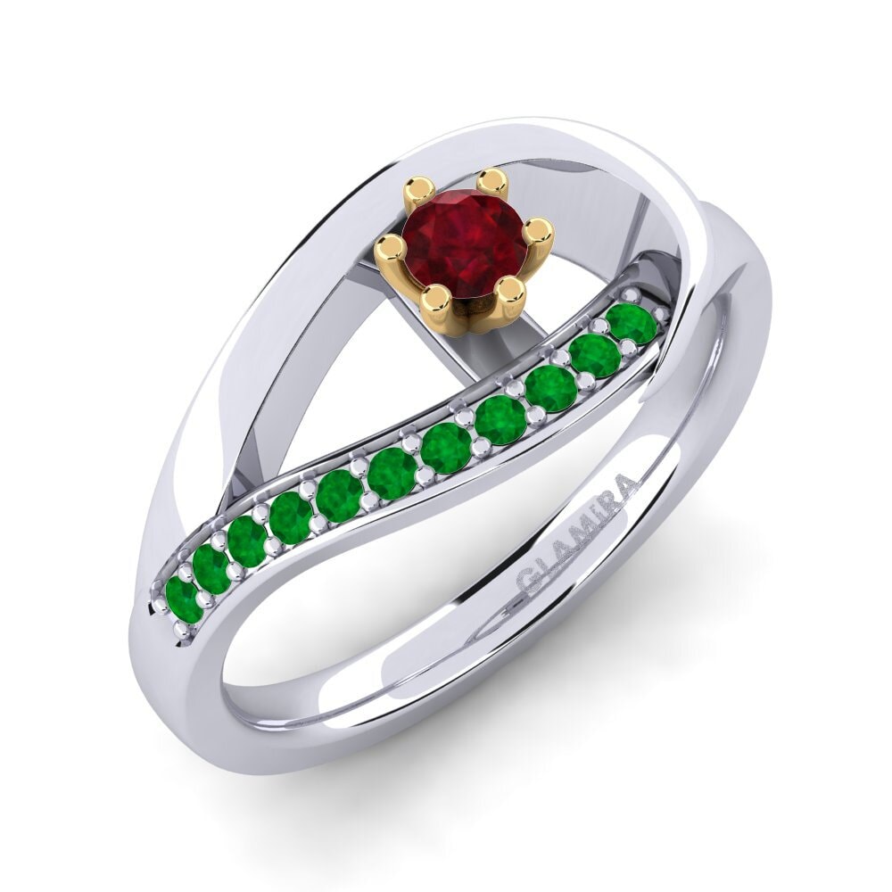 14K White & Yellow Gold Engagement Ring Madely 0.1 crt