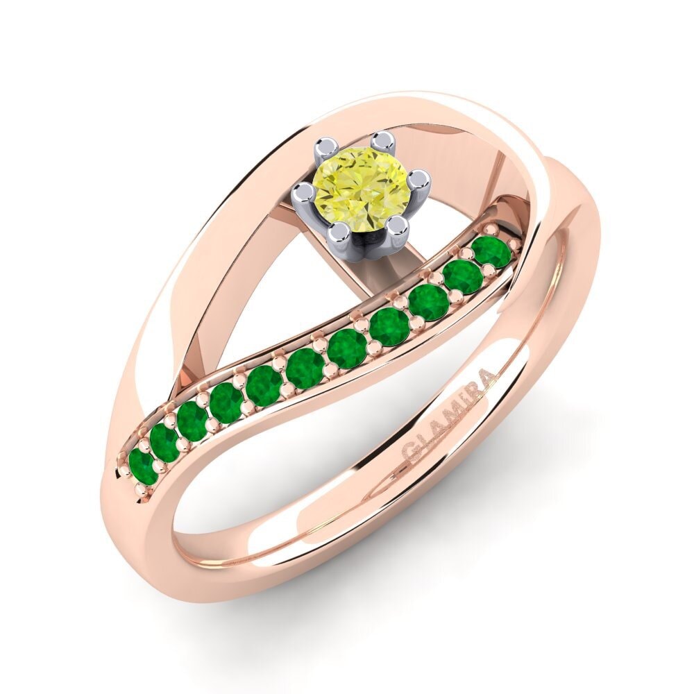 14K Rood & Wit Goud Gele Diamant Verlovingsring Madely 0.1 crt