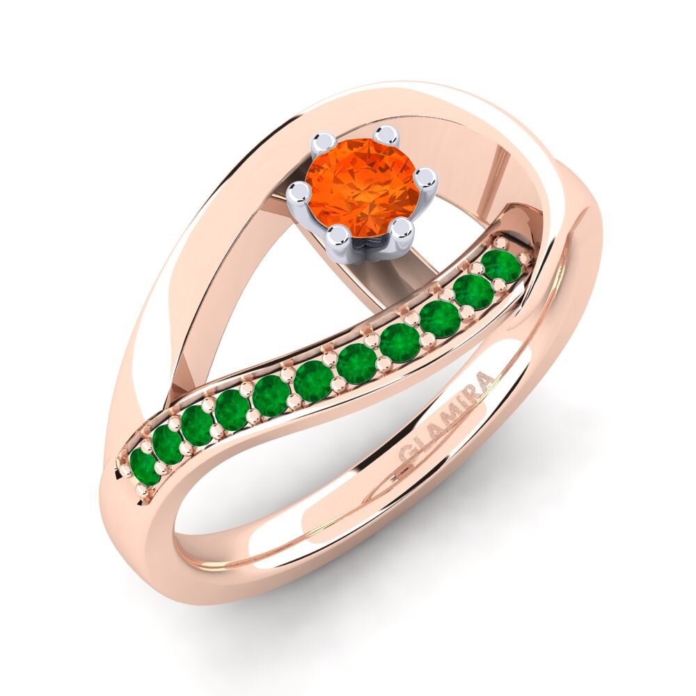 18K Rose & White Gold Fire-Opal Engagement Ring Madely 0.16 crt