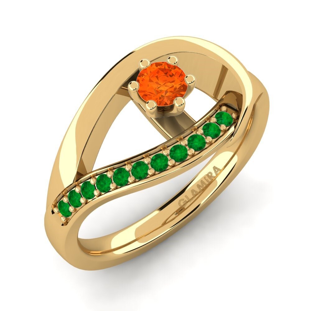 9ct Yellow Gold Fire Opal Engagement Ring Madely 0.16 crt