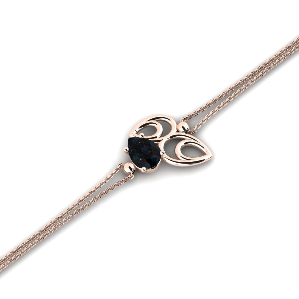 9ct Rose Gold Black Opal Women's Bracelet Mademoiselle