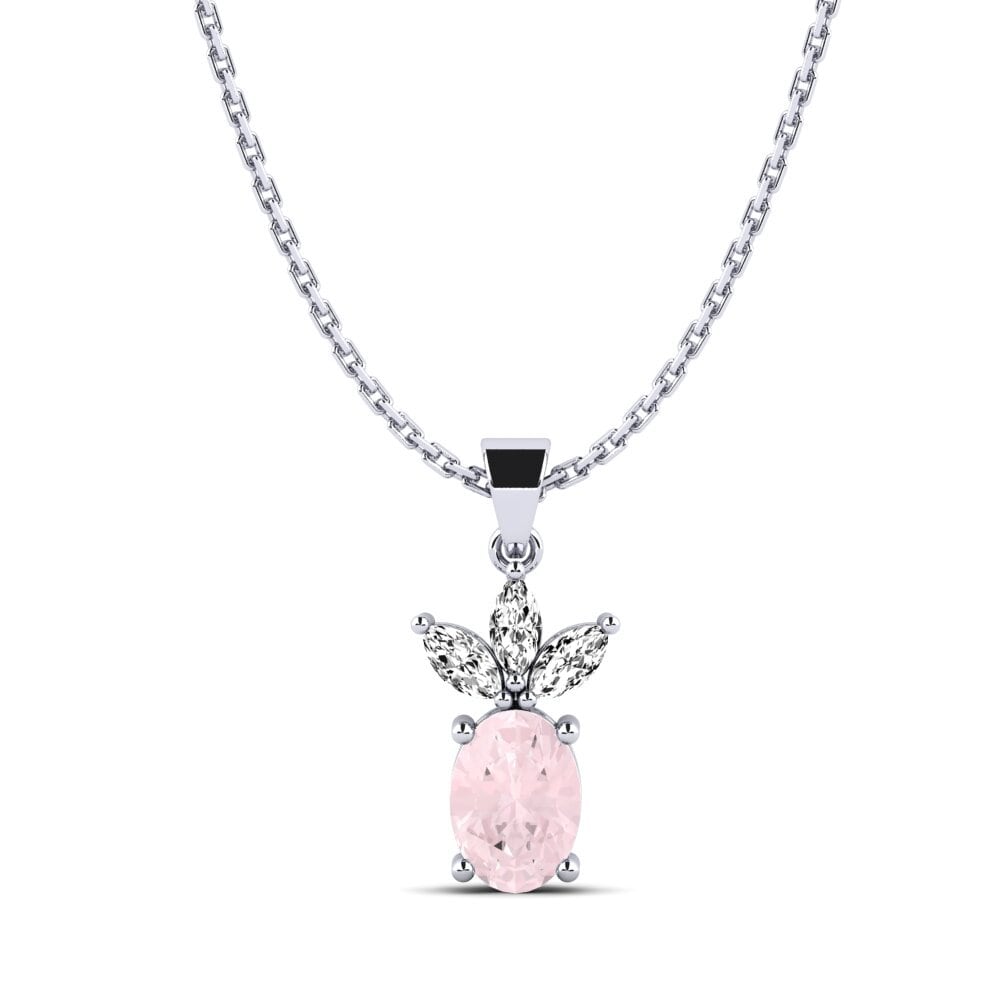 Paladio 950 Cuarzo rosa Colgante de Mujer Maderia