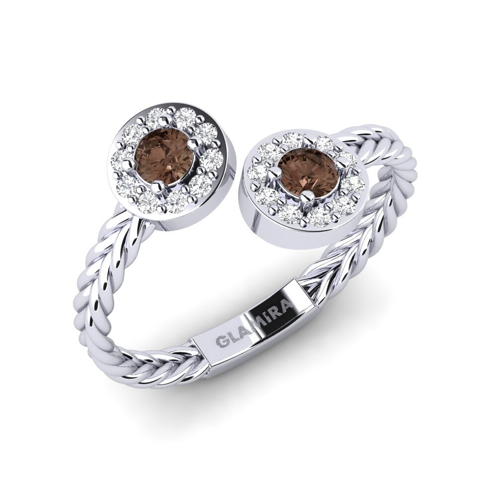 White Silver Smoky Quartz Engagement Ring Madhu