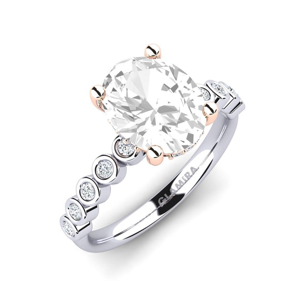 18ct White & Rose Gold White Topaz Engagement Ring Madizen