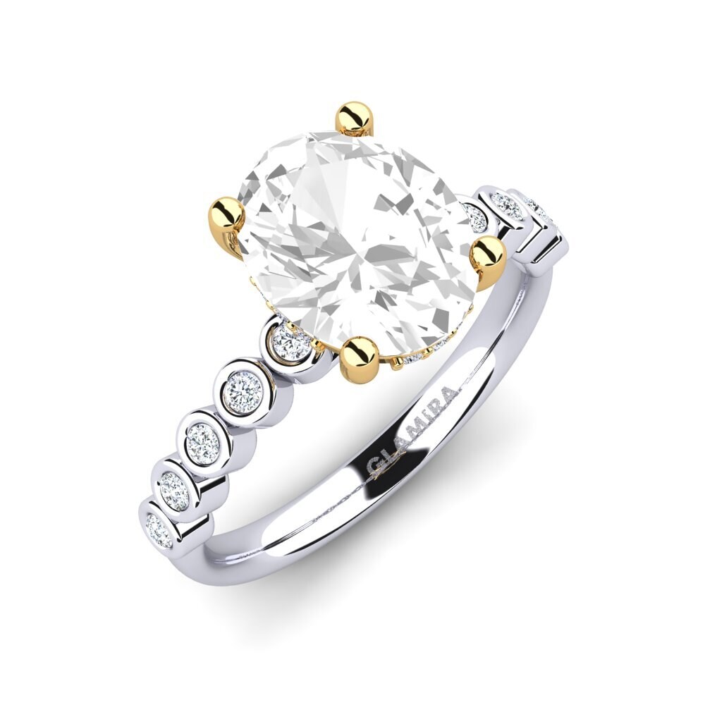 14K White & Yellow Gold White Topaz Engagement Ring Madizen