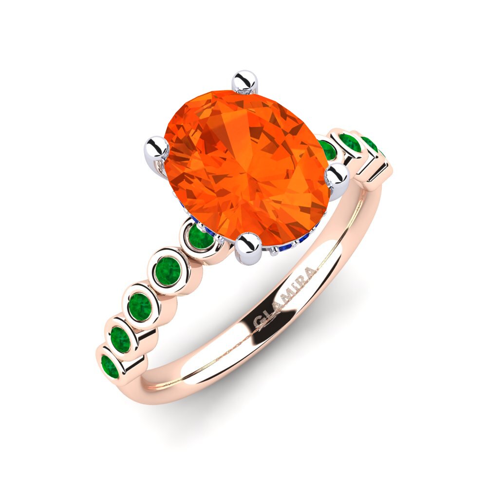 18K Rose & White Gold Fire-Opal Engagement Ring Madizen