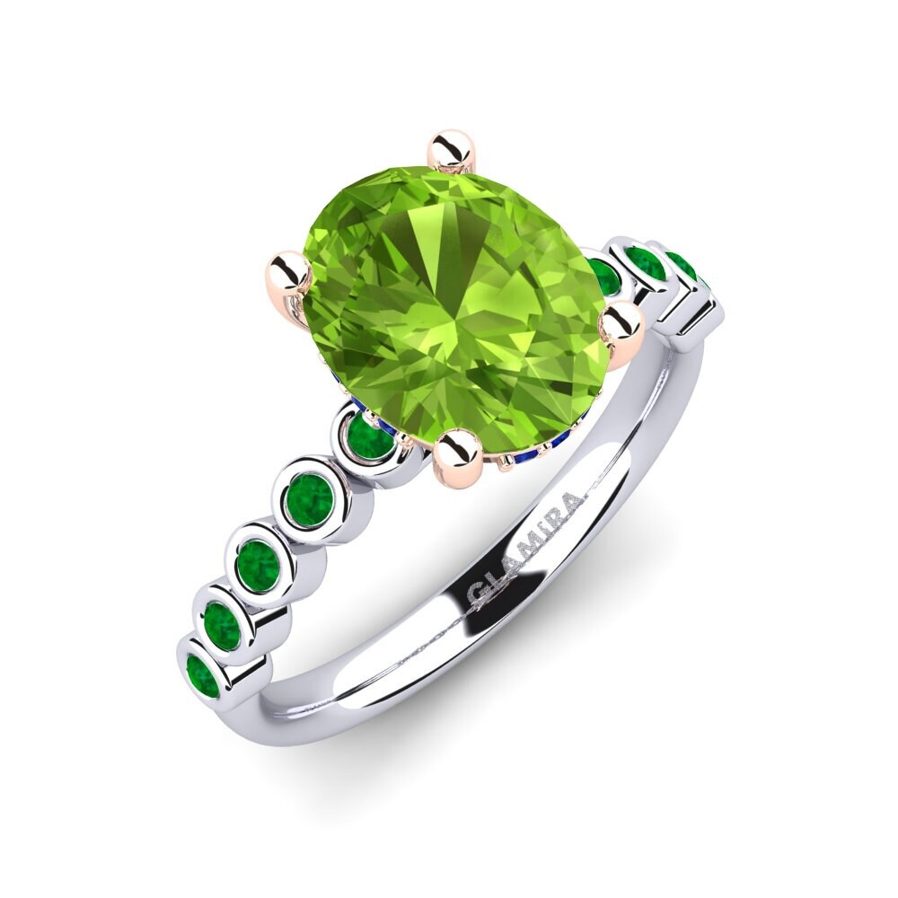 14K Wit & Rood Goud Peridoot Verlovingsring Madizen