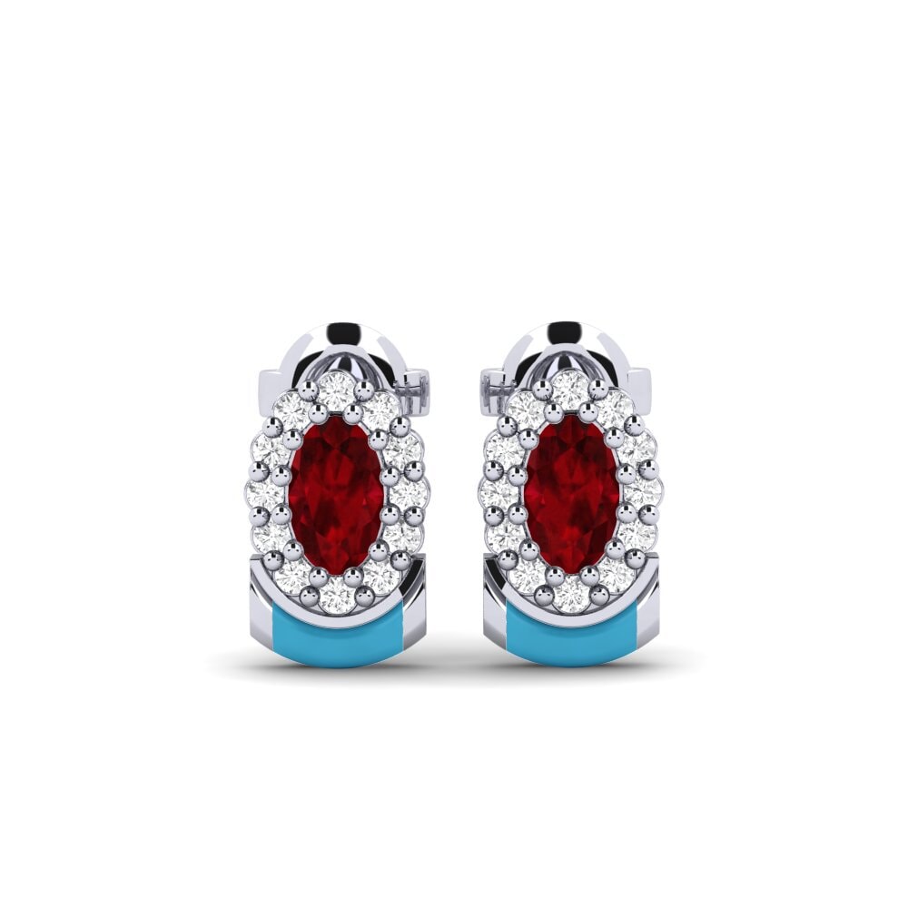 White Silver Ruby Women's Earring Mafaro