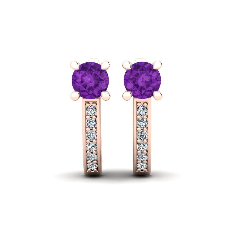 Huggies & Hoops Amethyst 18ct Rose Gold Earrings