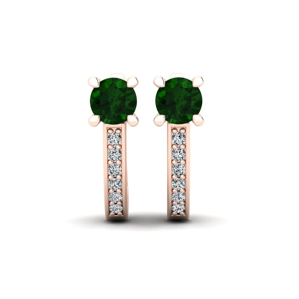 Huggies & Hoops Green Tourmaline 14ct Rose Gold Earrings