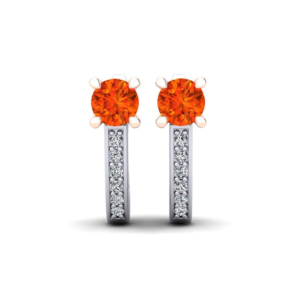 Huggies & Hoops Orange Sapphire 9K White & Rose Gold Diamond Earrings