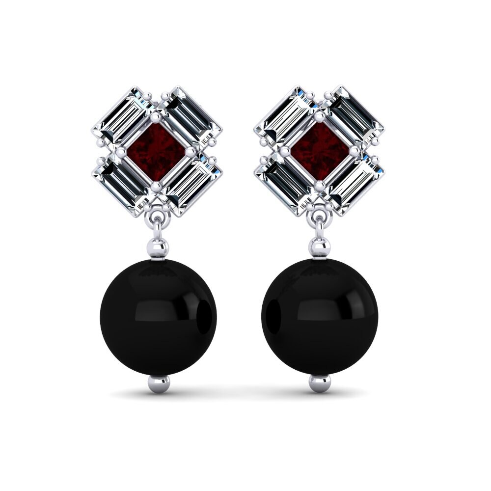 18ct White Gold Garnet Women's Earring Magaly