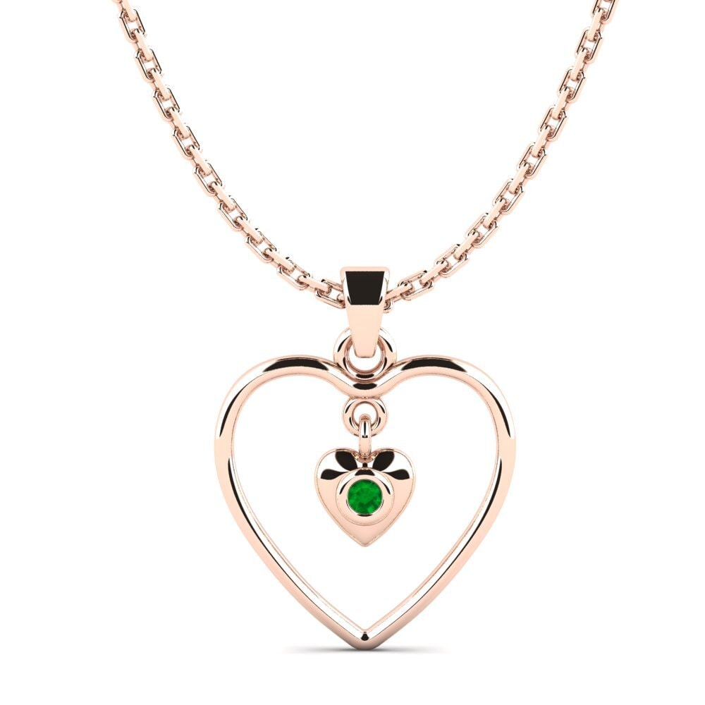 14K Rose Gold Emerald Pendant Maghunars