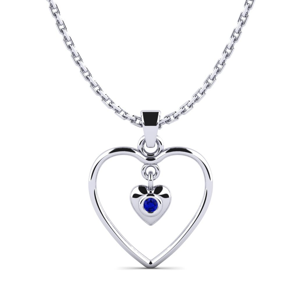 9ct White Gold Sapphire Women's Pendant Maghunars