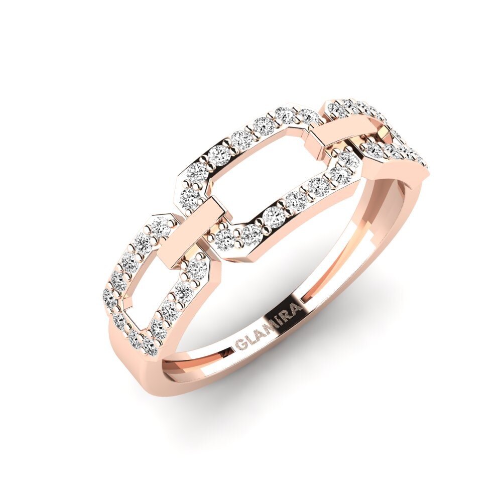 14k Oro Rosa Moissanita Anillo Magkasama