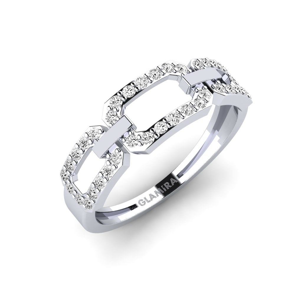 9k Oro Blanco Moissanita Anillo Magkasama