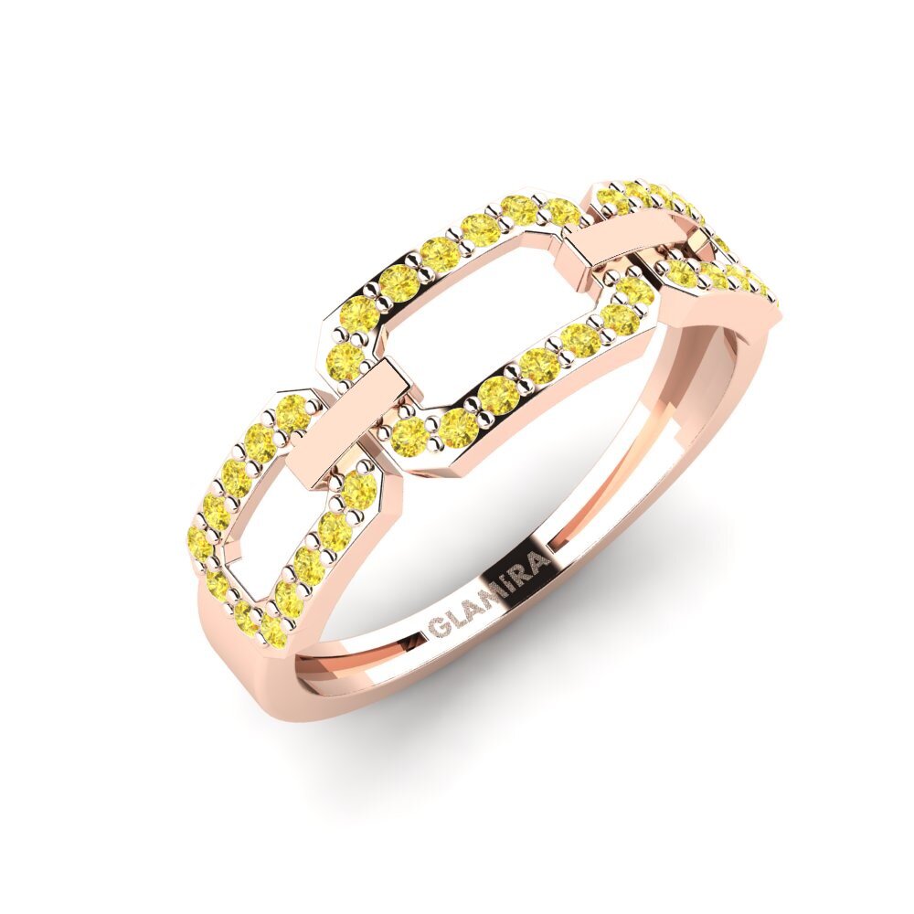 9k Oro Rosa Zafiro amarillo Anillo Magkasama