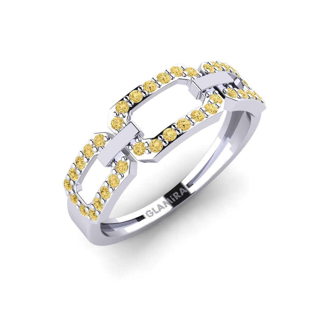 Plata 925 Diamante Amarillo Anillo Magkasama