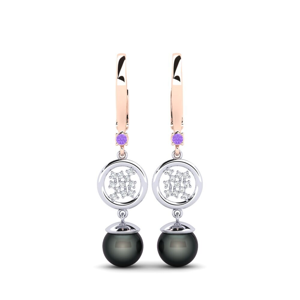 9ct Rose & White Gold Amethyst Women's Earring Maglujay