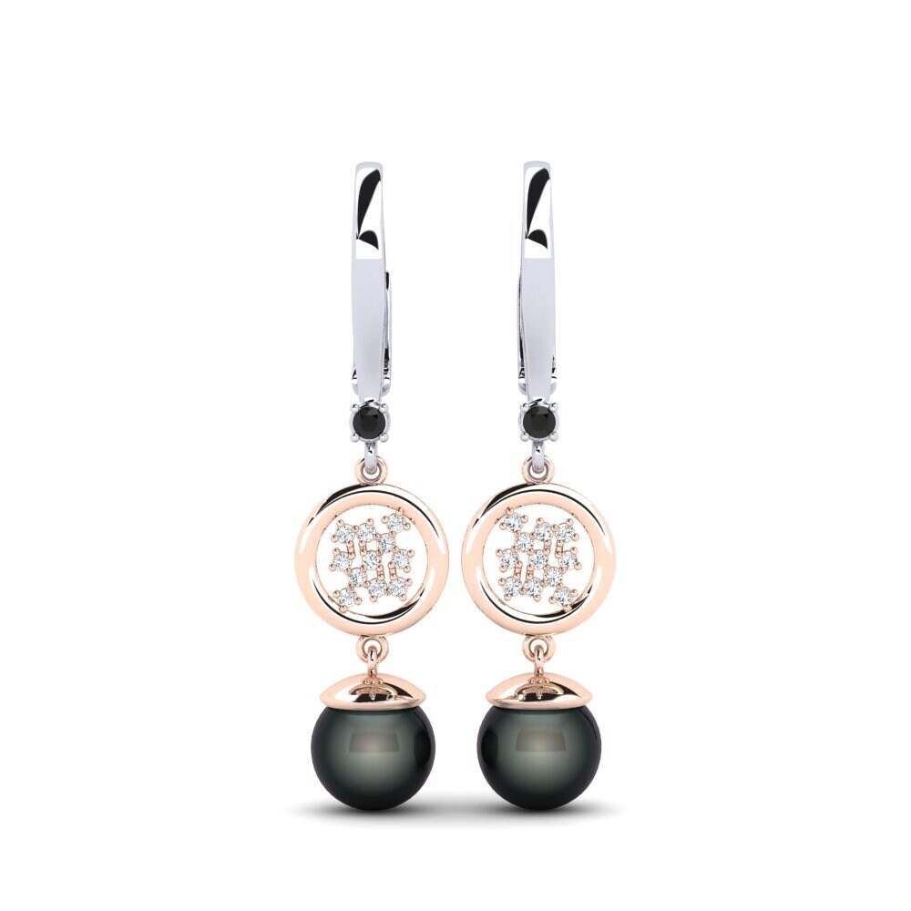 14k White & Rose Gold Black Onyx Women's Earring Maglujay