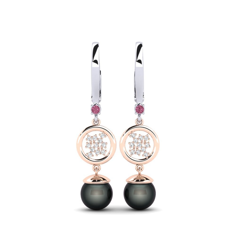 18ct White & Rose Gold Rhodolite Garnet Women's Earring Maglujay