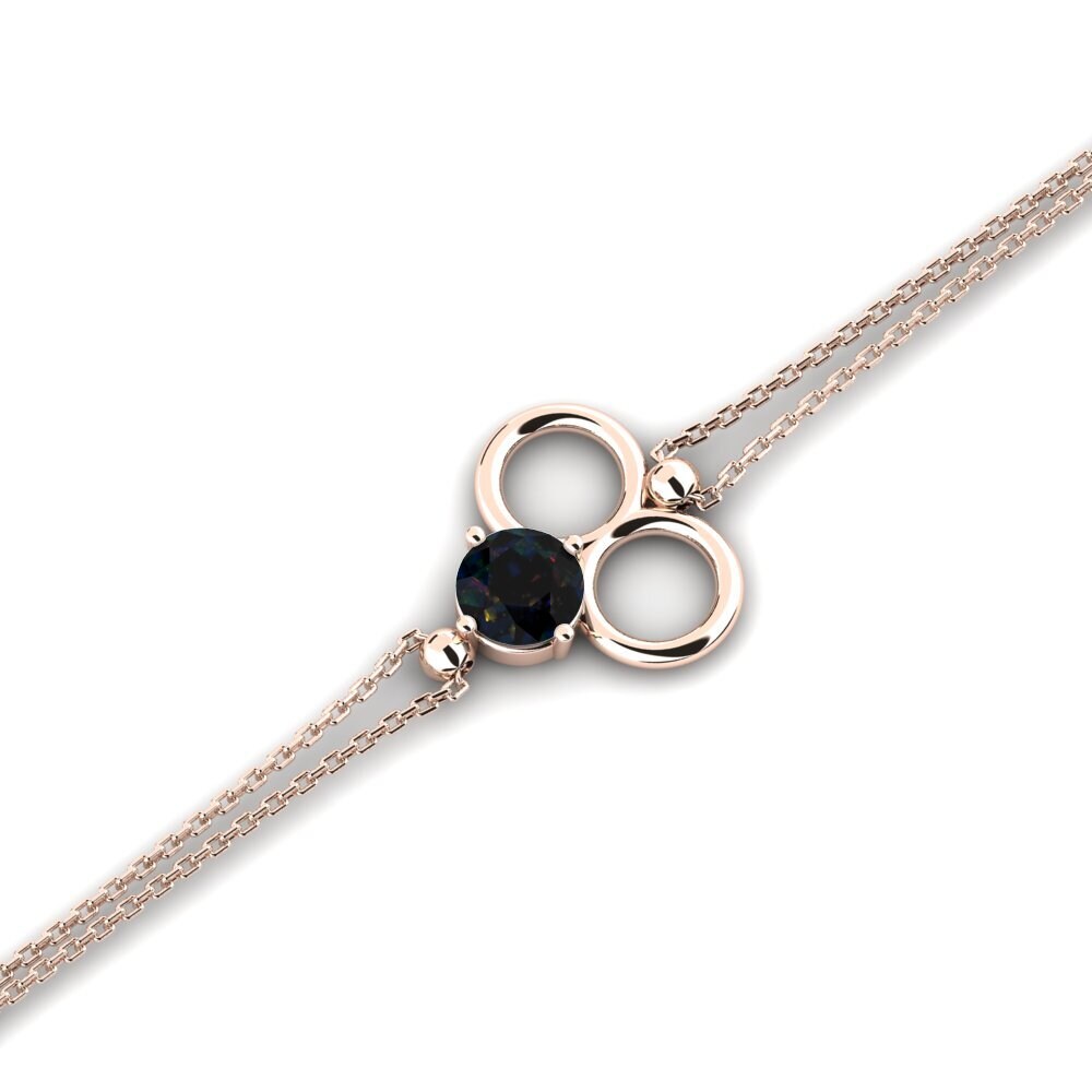 9ct Rose Gold Black Opal Women's Bracelet Magnifique