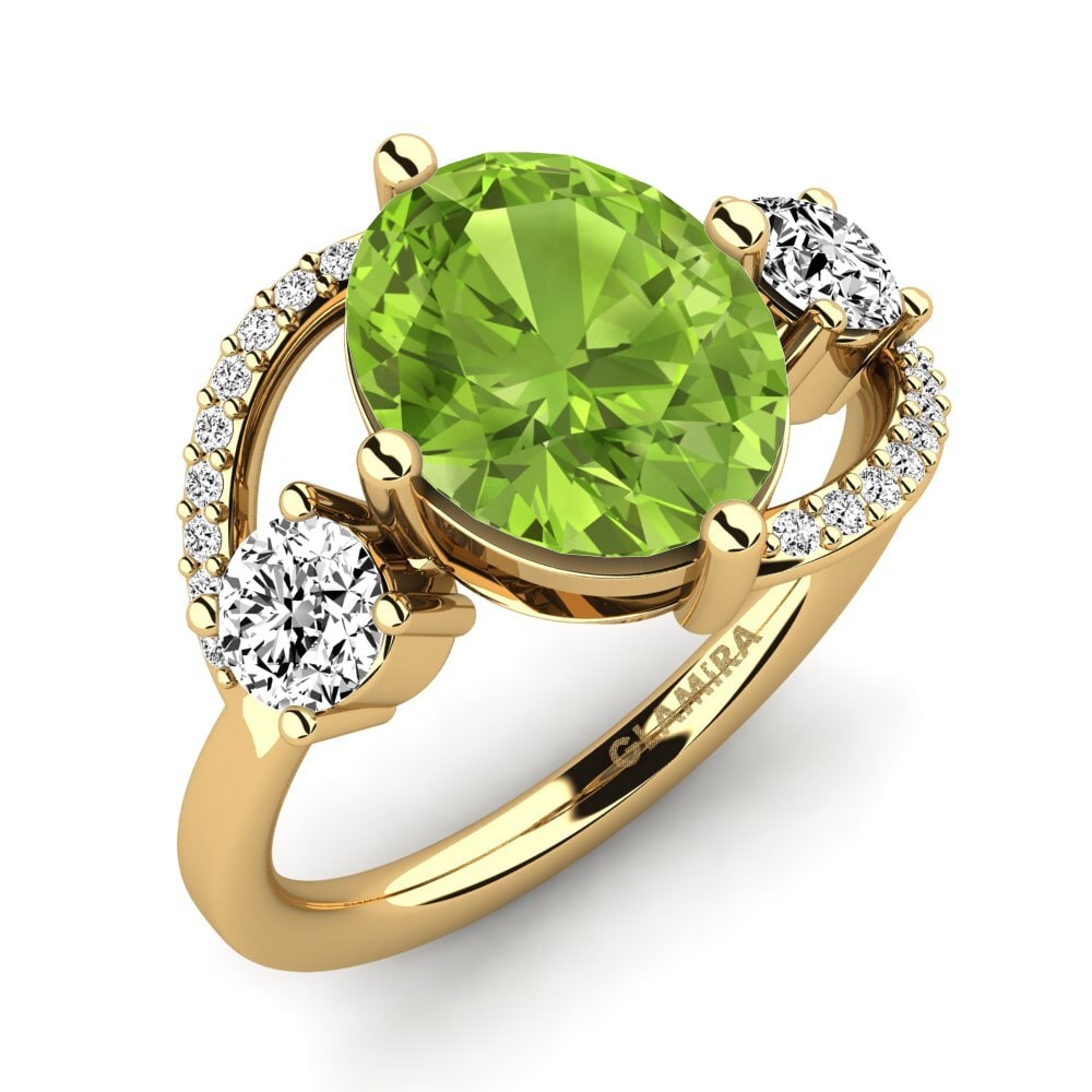 9k Oro Amarillo Peridoto Anillo de compromiso Magriet