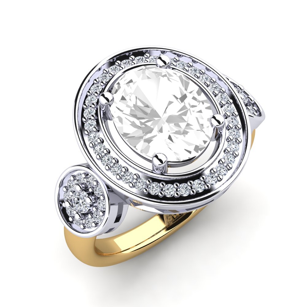 14K White & Yellow Gold White Topaz Engagement Ring Maguette