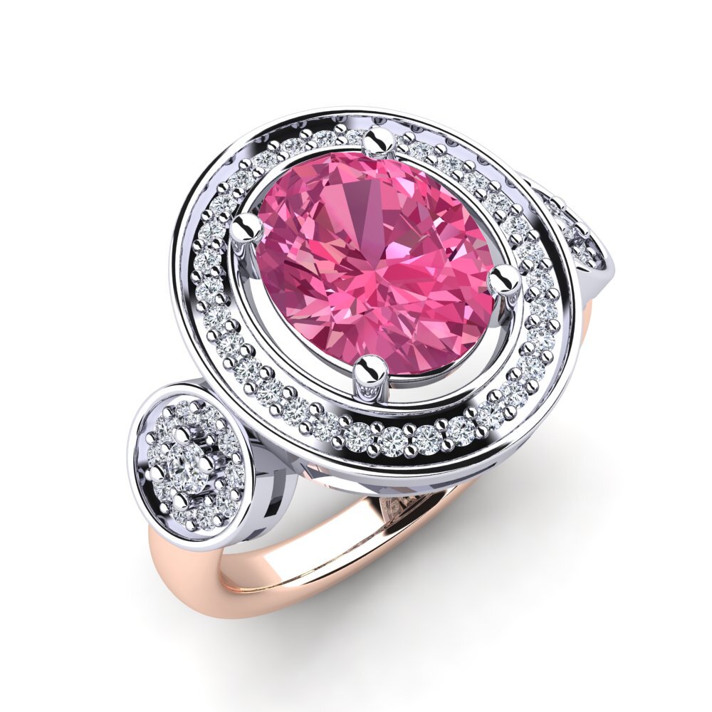 14ct White & Rose Gold Pink Tourmaline Engagement Ring Maguette