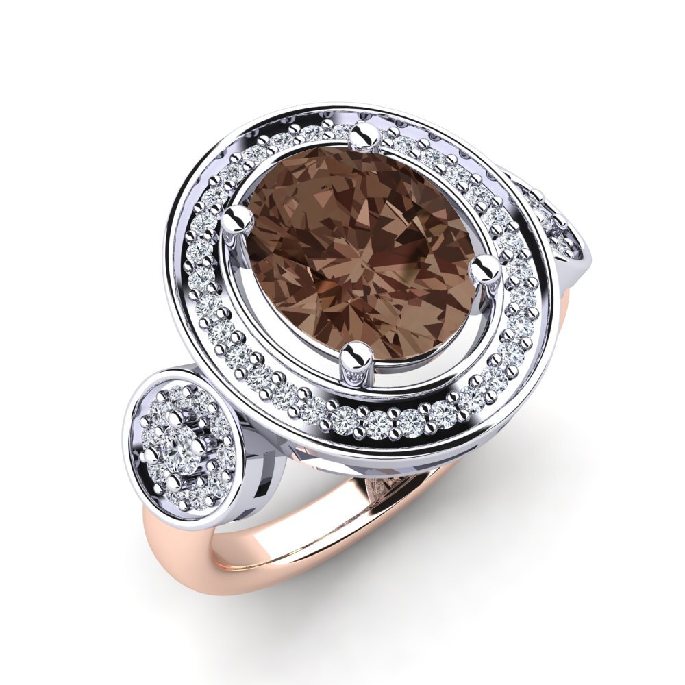 9ct White & Rose Gold Smoky Quartz Engagement Ring Maguette