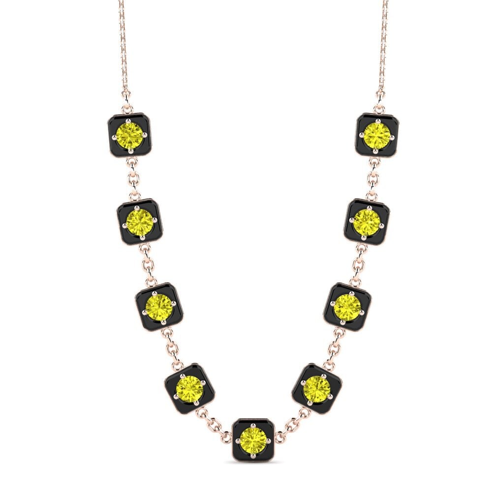 9ct Rose Gold Yellow Diamond Women's Necklace Mahal