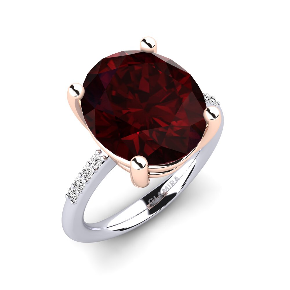 18k Oro Blanco & Rosa Granate Anillo Maharlika