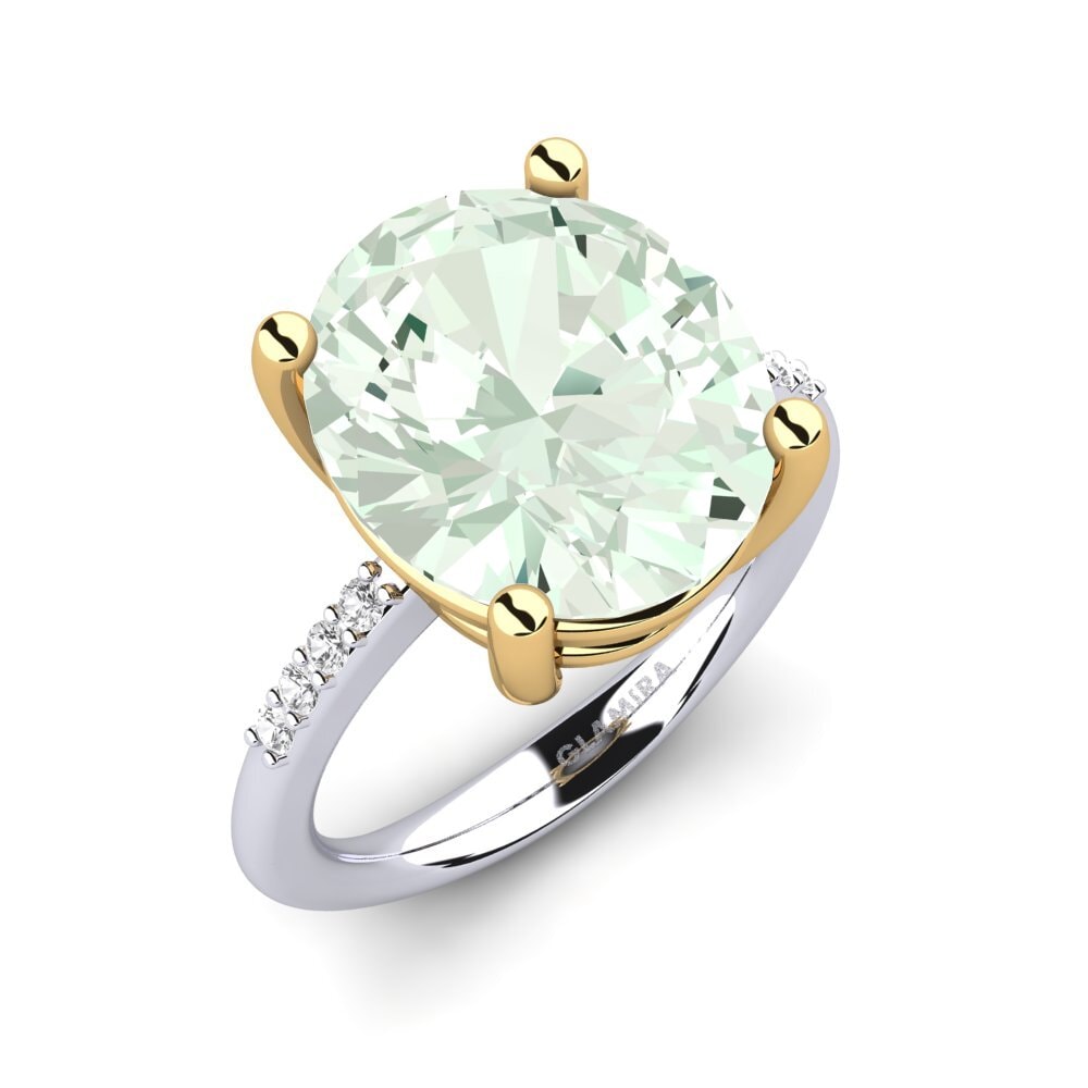 14k Oro Blanco & Amarillo Anillo Maharlika