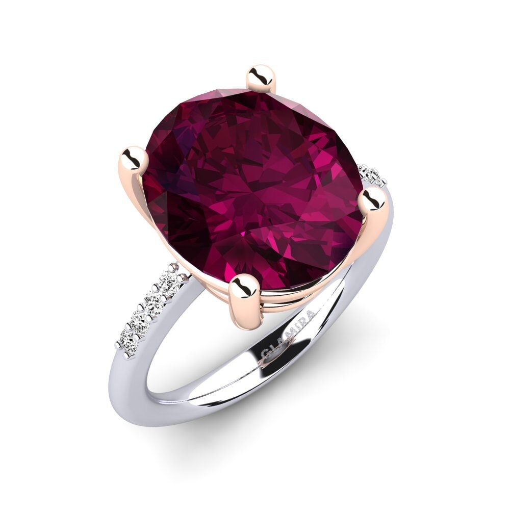 18ct White / Rose Gold Rhodolite Garnet Ring Maharlika